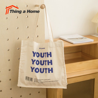 Thing a Home ୧ʕ•̀ᴥ•́ʔ୨ กระเป๋าสะพาย กระเป๋าผ้าแคนวาส สไตล์เกาหลีมินิมอล シ