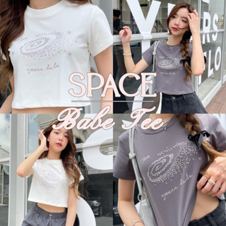 Choosedress A1898 Space Babe Tee เสื้อยืดครอปงานรีดเพชร Y2K