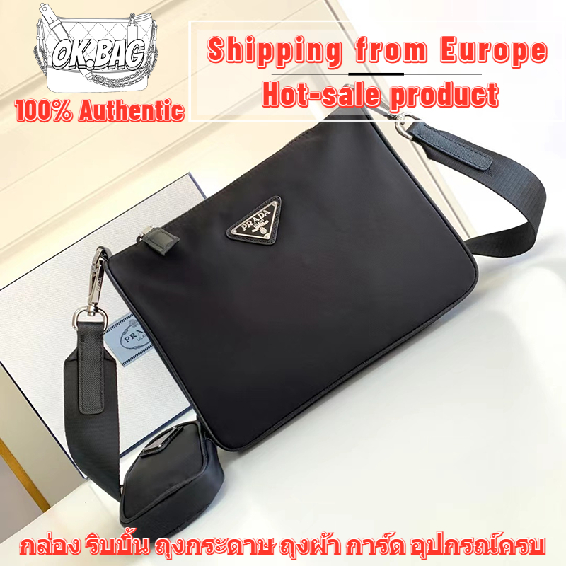 👜ปราด้า Prada Re-Nylon and Saffiano leather shoulder bag สุภาพสตรี/กระเป๋าสะพายไหล่