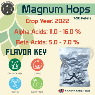 Magnum Hops Pellets ฮอปส์ เพลลิท ทำเบียร์​ Pale Ale, IPA , Lager และอื่นๆ Homebrew Crop 2022 1oz [ BarthHaas ]