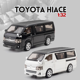 โมเดลรถเหล็ก Toyota Hiaceโมเดลรถยนต์รถเหล็กโมเดลของเล่น สเกล1:32วัสดุเหล็กทั้งคันมีเสียงมีไฟ