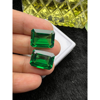 Lab emerald 12x16mm 2 pieces Hardness Mohs scale 7