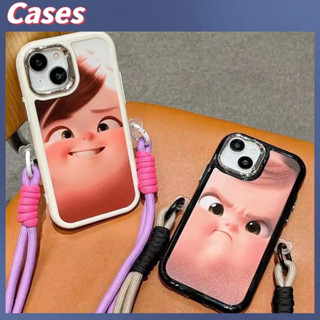 คูปองเคลม🎀เคสไอโ case for iphone 11 12 ใบหน้ายิ้มน่ารักแสดงอารมณ์โกรธ เคส 14 13 12 11 pro max เคสโทรศัพท์เชือกเส้นเล็ก