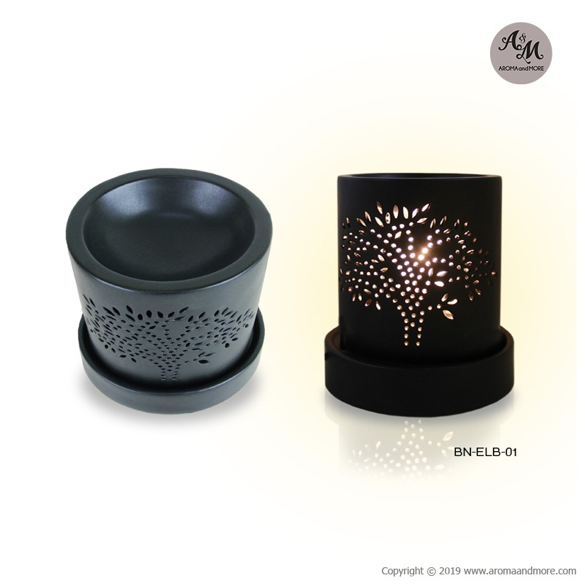 เตาเผาน้ำมันหอมระเหยไฟฟ้าทรงวงรีเซรามิกสีครีมเคลือบเงา-สีดำด้าน Electric Ceramic Aroma Burner(With Dimmer)