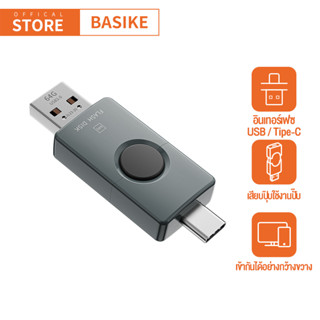 BASIKE ดิสก์ U สำหรับคอมพิวเตอร์และโทรศัพท์มือถือ 2 in1 อินเทอร์เฟซคู่ USB2.0 + Type C เสียบปุ๊บใช้งานปั๊บ การพกพาสะดวก