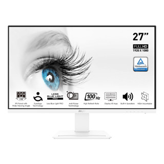 NEW..NEW 27" MONITOR MSI PRO MP273A (2สี),  IPS 100Hz 1ms(Speakers มีลำโพง) Anti-Flicker+Less Blue Light -3 Years Onsite