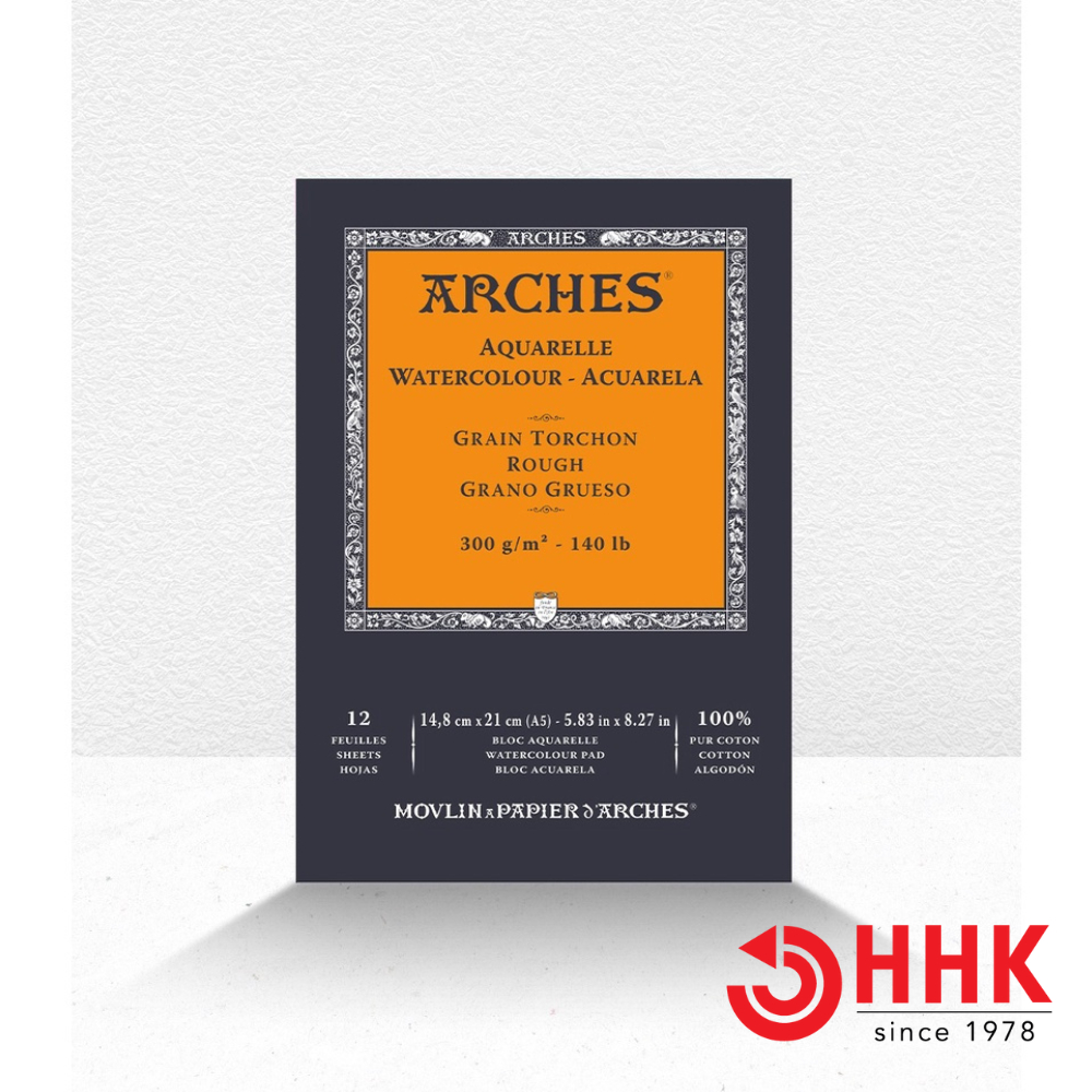Arches(อาร์เช่) สมุดสีน้ำ หนา 300 GSM. ขนาด A5 (บรรจุ 12 แผ่น) ผิวหยาบ A1795100