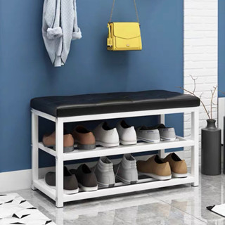 CAIY🌟ชั้นวางรองเท้าพร้อมที่นั่ง กันน้ำโครงเหล็กทนทานShoe Cabinet มีหลายสี