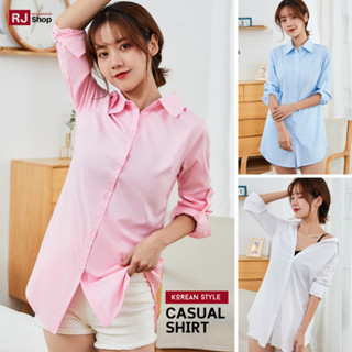 ใหม่! เดรสเชิ้ตแขนยาว สไตล์เกาหลี (มี 4 สี)