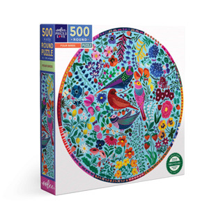 eeBoo Four Birds 500 Pc Round Puzzle