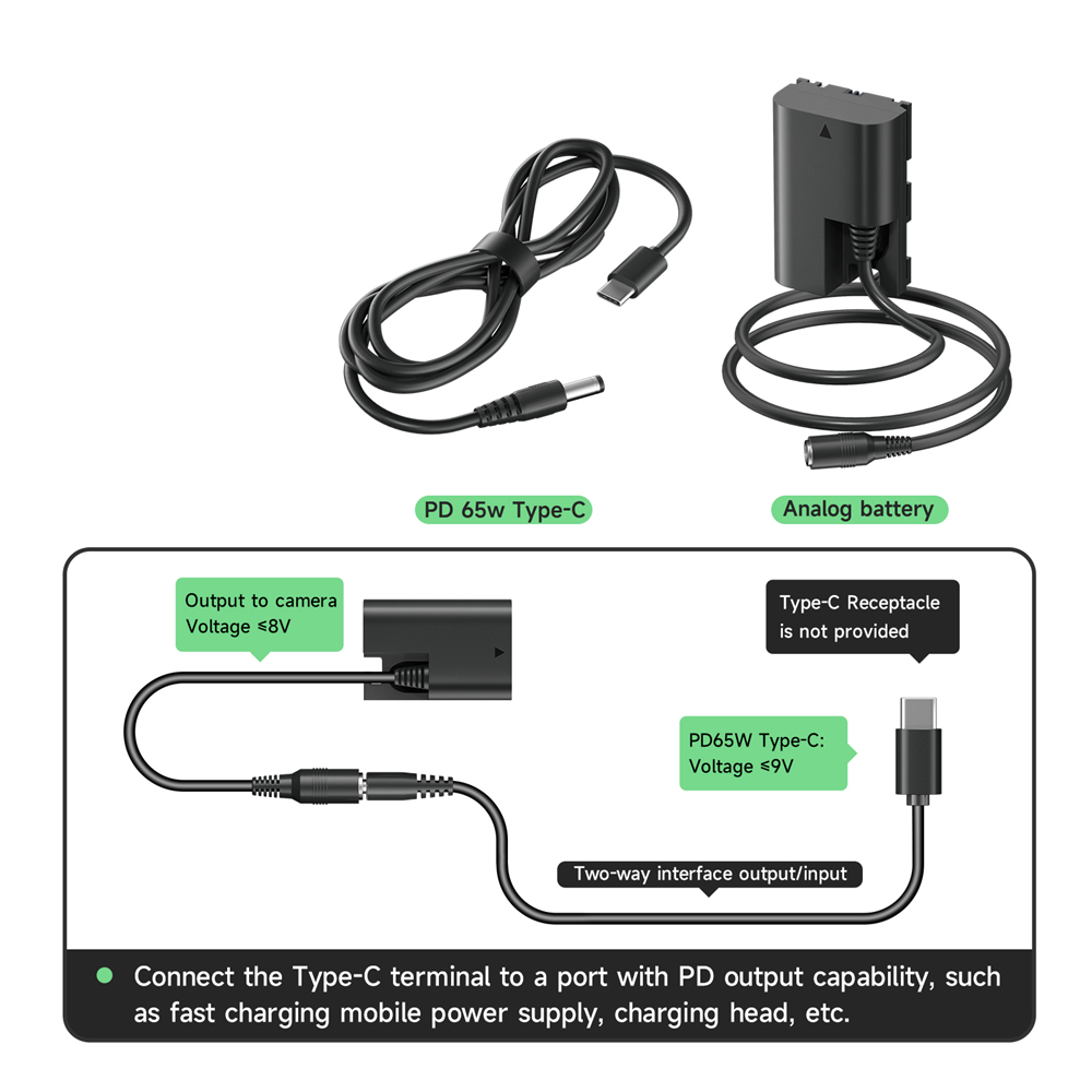 Palo DR-E6 LP-E6 Dummy แบตเตอรี่ Type-C/AC Power Adapter สำหรับ Canon EOS 5D 6D 7D 60D 70D 80D 90D R5 R6