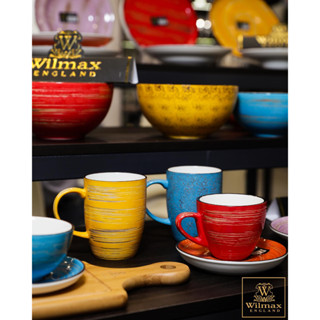 เซตแก้วพร้อมจานรอง Set Mug and Saucer (Spiral มัสตาร์ด) ทำจากวัสดุ Fine Porcelain คุณภาพสูง แบรนด์ Wilmax England