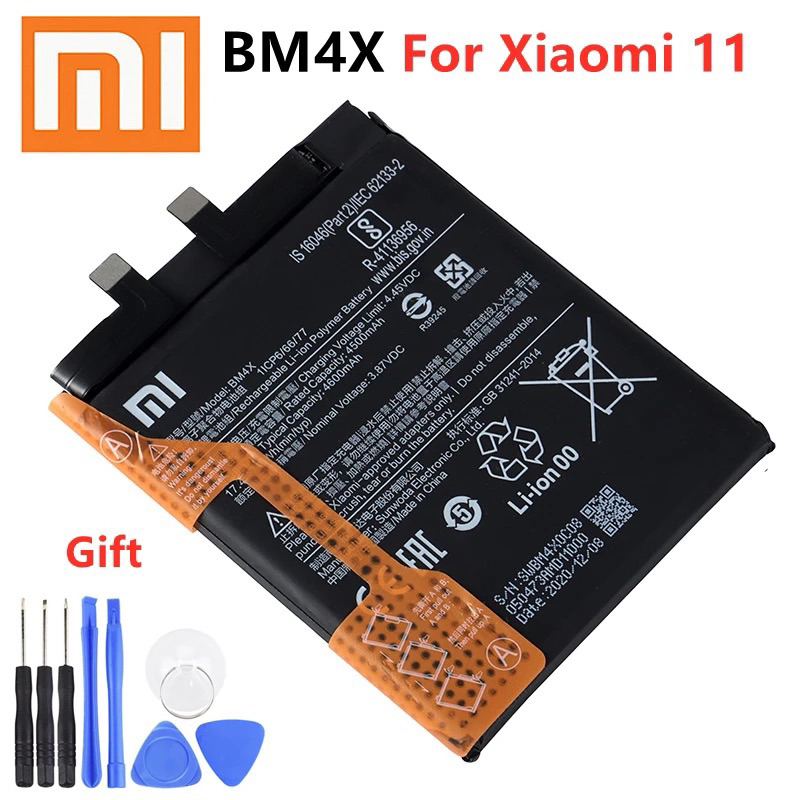 100% Original Xiao Mi BM4X 4710MAh แบตเตอรี่โทรศัพท์สำหรับ Xiaomi 11 Xiaomi11 Mi11เปลี่ยนแบตเตอรี่ Bateria