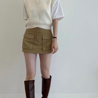 Callme_seoul Code Pocket Skort กางเกงกระโปรงขาสั้นเกาหลี Y2K