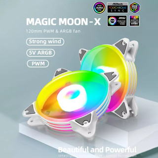 พัดลมเคส Coolmoon Magic Moon ARGB 3pin 5V 4pin PWM 120mm 1800RPM