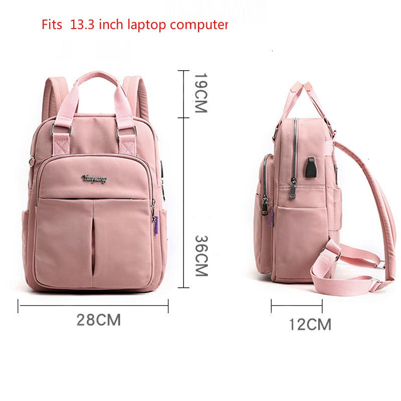 Aopuly กระเป๋าเป้สะพายหลัง กระเป๋าใส่แล็ปท็อป สีชมพู ชาร์จ USB สําหรับผู้หญิง ผู้ชาย กระเป๋าเดินทาง กระเป๋านักเรียน สําห