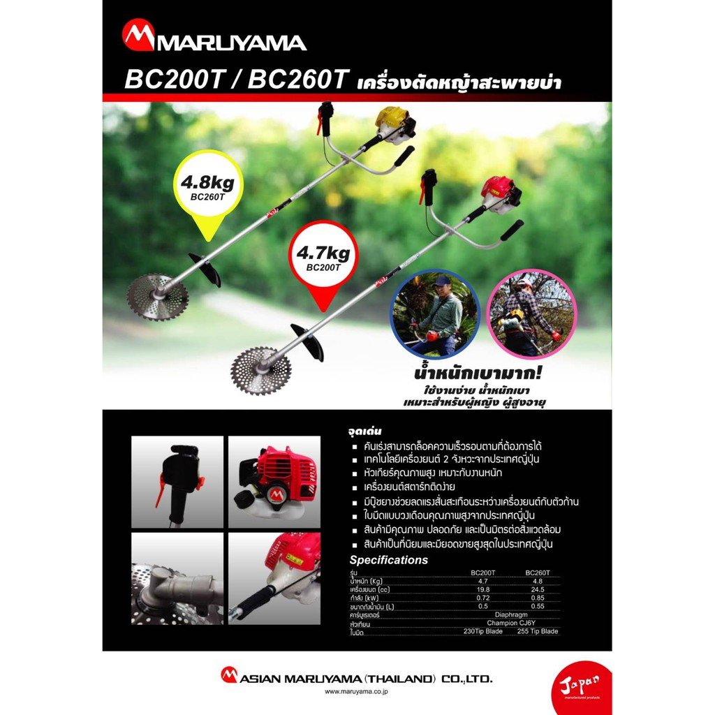 เครื่องตัดหญ้าสะพายบ่า รุ่น BC200T BC260T BC210T-RS รูปที่ 4