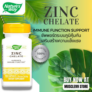 💊Natures Way Zinc Chelate 30 mg.(100 Capsules) ซิงค์ คีเลต(สังกะสี) ซัพพอร์ตระบบภูมิคุ้มกัน เสริมสร้างความแข็งแรง