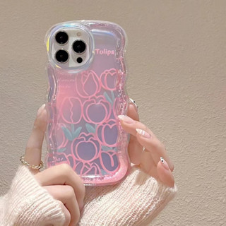 💜ส่งของขวัญ💜เคสไอโฟน 14 Pro Max 13 12 11 เคส for เคสไอโฟน11 ทิวลิป ทรายดูด iPhone 13 พกง่ายๆ การป้องกันการตก Case