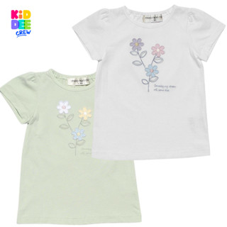 KiddeeCrew เสื้อเด็กผู้หญิง ปักพิมพ์ลายดอกไม้น่ารักๆ  มี2 สีเหมาะสำหรับอายุ 1-12 ปี