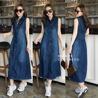 🌈🌿🌼🌸🌺💙🇰🇷 Jeans Sleeveless Zip Maxi Dress Shirt