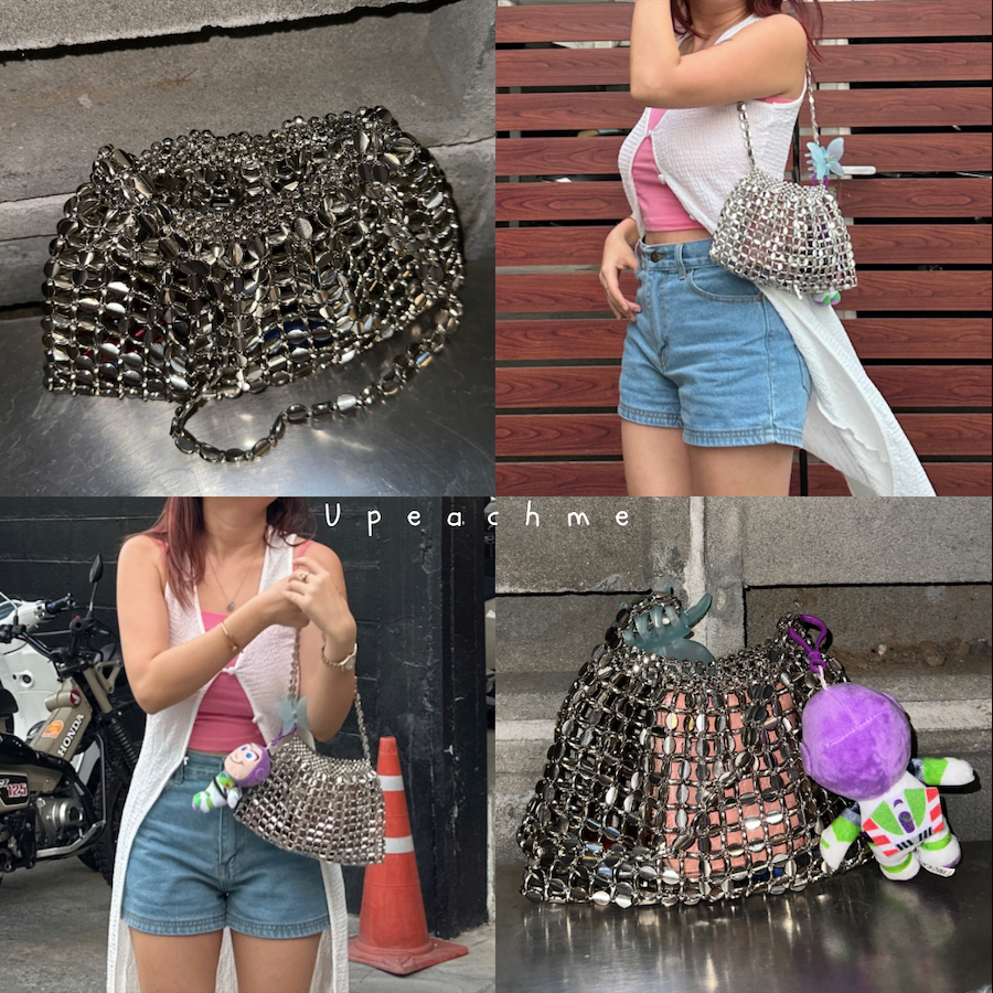 ✨243฿ ไลฟ์✨GLOSS SHOULDER BAG I พร้อมส่ง ถูกสุดในโชปี้ กระเป๋าสะพายไหล่สีเงินอะไหล่เมทัลลิควิบวับ สำหรับตัวมัมมารดา