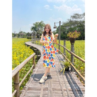 ชุดเดรส ลายดอก ผ้าฝ้ายพื้นเมือง