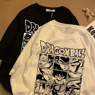 Dragon Ball เสื้อยืดอนิเมะ พิมพ์ลายการ์ตูนดราก้อนบอล สไตล์ญี่ปุ่น ฮาราจูกุ สีดํา สําหรับผู้ชาย ผู้หญิง