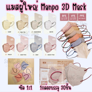 แมสผู้ใหญ่ Mark MANPO mask ทรง3D ซีล 1:1 (1กล่อง 30ชิ้น)  ป้องกันเชื้อไวรัส  PM2.5