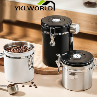 YKLWORLD โถเก็บเมล็ดกาแฟ โหลสแตนเลส เมล็ดกาแฟ ชา โหลแก้ว โถสแตนเลส กันความชื้น