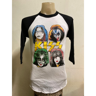 เสื้อวง แขนสามส่วน KISS สไตล์วินเทจ