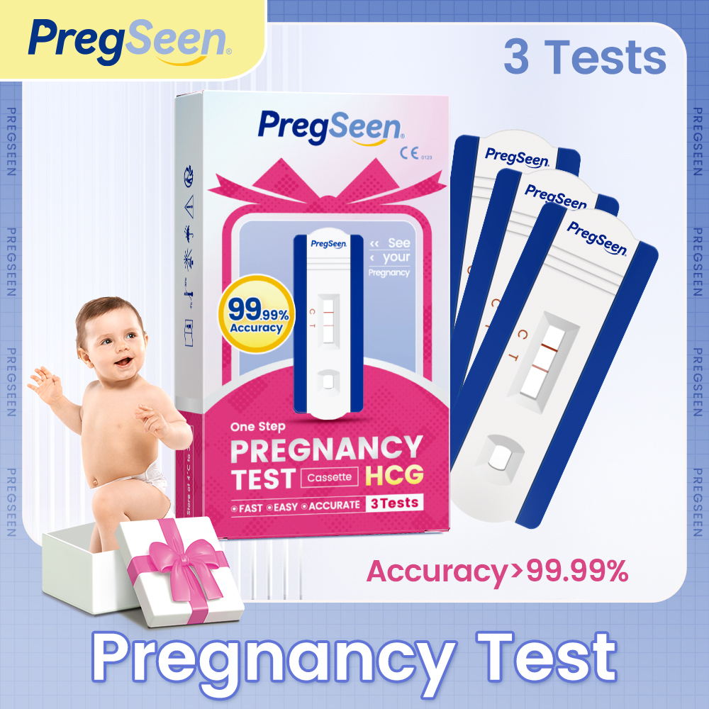 3 การทดสอบ / Cassette PREGSEEN ชุดทดสอบการตั้งครรภ์ก่อนวัยอันควร HCG Cassette Test ความแม่นยำ 99.99% กระดาษทดสอบการตั้งค