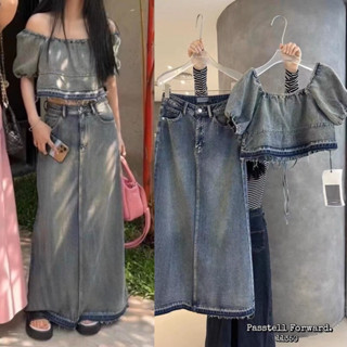 🇰🇷New🇰🇷  Korea denim top with skirt 2pcs set มาใหม่อีกรุ่นค่า