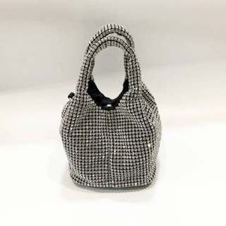 ALEXANDER WANG CRYSTAL EMBELLISHED MESH BUCKET BAG กระเป๋าถือ แบรนด์อเล็กซานเดอร์แวง ประดับคริสตัลสีเงิน