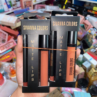 Sivanna Colors Matte Lips ซีเวียน่า ลิปสติกsivanna 2in1 ลิปกลอส + ดินสอเขียนปาก ลิปแมท hf7004