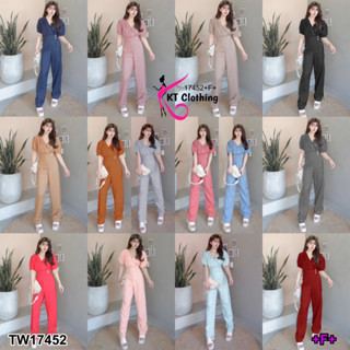 TW17452 Jumpsuit จั้มสูท ขายาว ช่วงอกจับจีบ