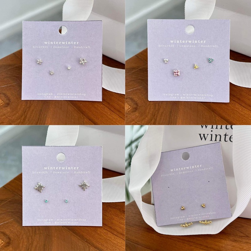 Winterwinter Jewelry Silver925 : เครื่องประดับเงินแท้ เงินแท้925 ต่างหูเซ็ต รูปผีเสื้อ น่ารักมาก