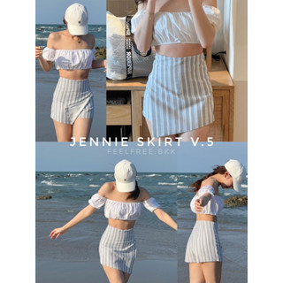 Jennie Skirt  v.5 (490.-)กระโปรงกางเกงผ้าลินินพิมพ์ลาย เอวสูงทรงสวยมาก