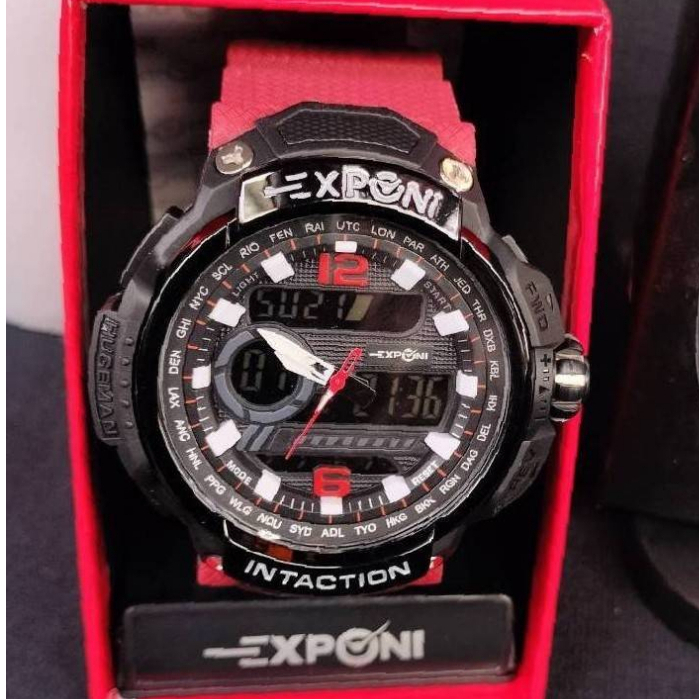 นาฬิกาข้อมือชาย Exponi ( เอ็กซโพนี่ ) แบรนด์แท้ ดีไซน์สปอร์ต ทรงอ้วนกลม ตาเดียว ( พร้อมกล่อง )