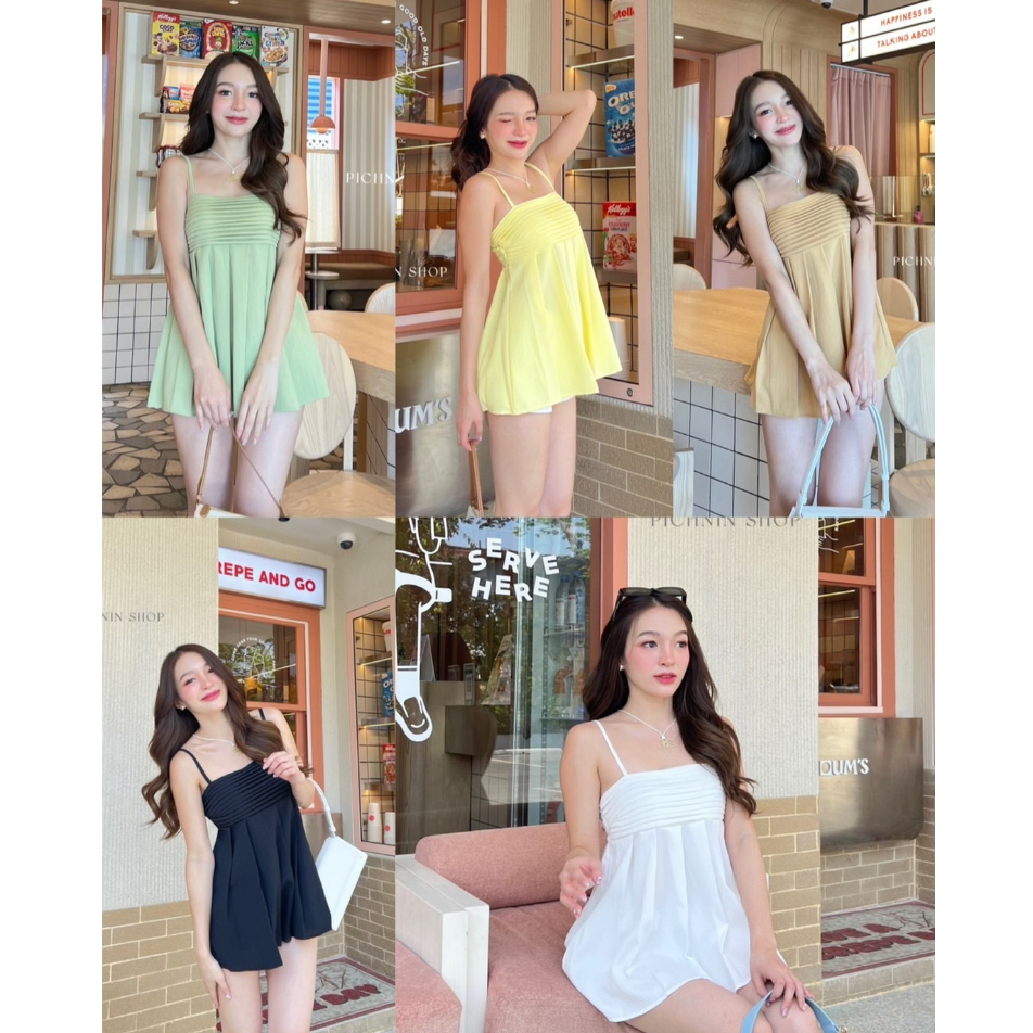 เสื้อสายเดี่ยว-LILY - จีบอก (สายปรับได้) งานเสื้อมินิมอล น่ารักๆ ป้าย Pichanin.