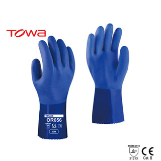 ถุงมือยาง PVC TOWA™ รุ่น OR656 | สัมผัสจารบี | สัมผัสสารเคมี | สัมผัสน้ำมัน