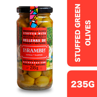 La Rambla Manzanilla Olives Stuffed with Pimento 235g ++ ลารัมบลา มะกอกเขียวไส้พริกหยวก 235กรัม