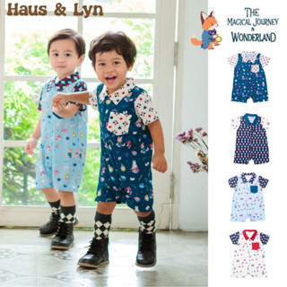 Haus&amp;Lyn รอมเปอร์เด็กผู้ชาย เสื้อผ้าเด็กผู้ชาย  บอดี้สูทเด็กขาสั้น มีกระดุมสแน๊ปที่เป้า ลายกระต่าย ลายจิ้งจอก