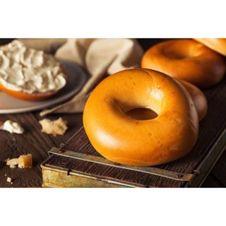 ขนมปัง เบเกิ้ล 4 ชิ้น Plain bagel Vegan friendly ทำใหม่ทุกวัน 4pcs.