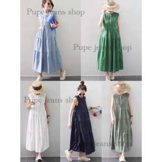 🌈🌿🌸🌼🌺💚💙 Cotton Linen Sleeveless CHN Collar Maxi Dress