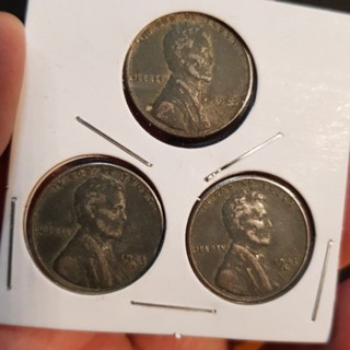 💥 1943 War time steel penny / ชุด 3 เหรียญ/ มิ้นท์ P, D, S