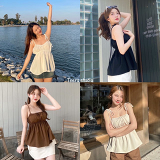 Teera❤️พร้อมส่ง✨เสื้อสายเดี่ยวผ้าเปลือกไม้น่ารักๆ อกยืดได้เยอะมากกกกก สายมัดปรับได้นะคะ Nanny