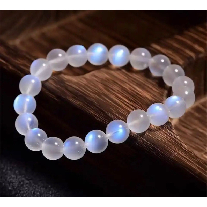 Top Natural Moonstone Bracelet 8 mm Jewelry For Women Men Blue Light Healing Gift Crystal Stone Round Beads Strands