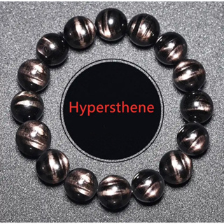 Natural Black Hypersthene Beads 10 mm Flash Bracelet Women Men Egypt Gold Lucky Hypersthene Roud