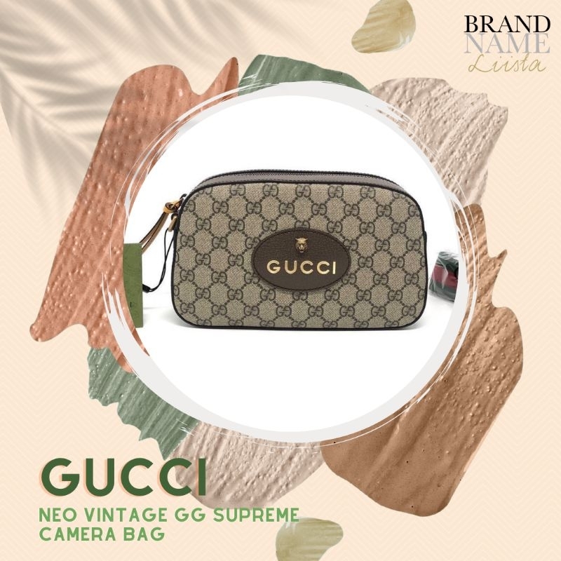 [เชคสต็อกกับร้านก่อนซื้อ]​ แท้​ 💯 New Gucci Neo Vintage GG Supreme Camera Bag อุปกรณ์ ถุงผ้า การ์ด สายสะพาย